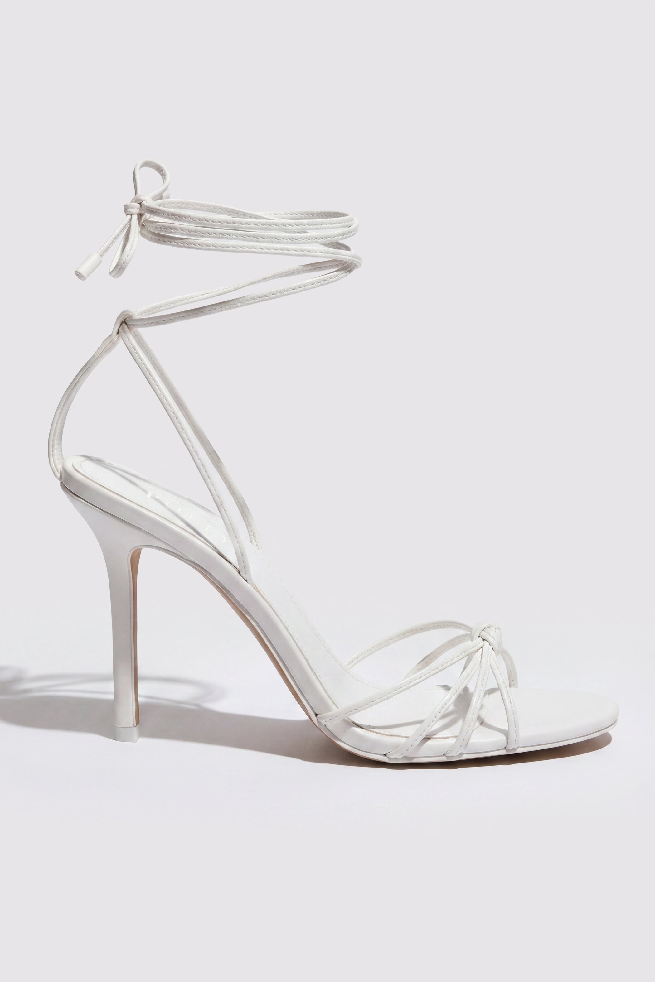 Lace-Up Heeled Sandal in White