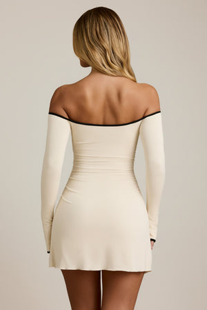 Modal Off-Shoulder A-Line Mini Dress in Ivory