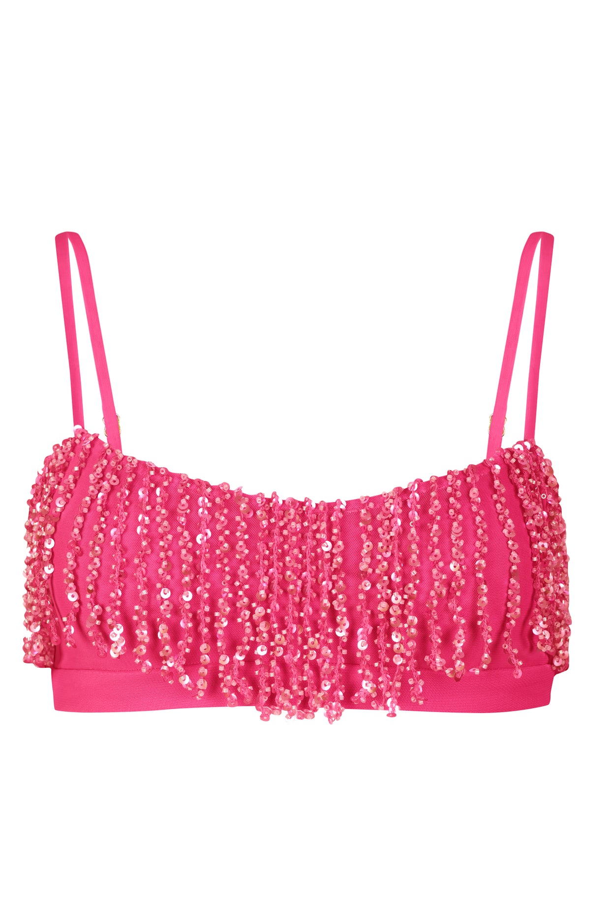 Fringed Bralette in Raspberry - 5