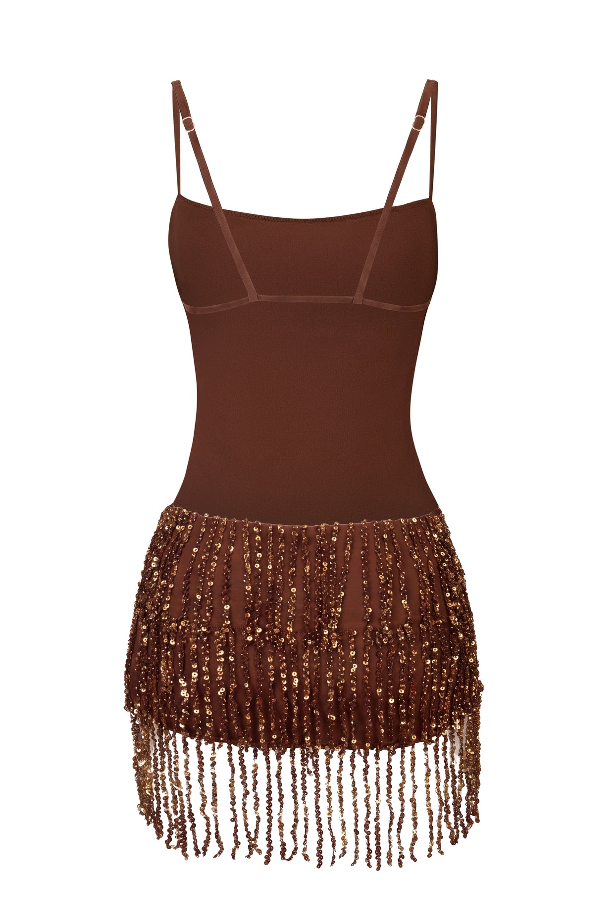 Fringed Backless Mini Dress in Brown Ombre - 5