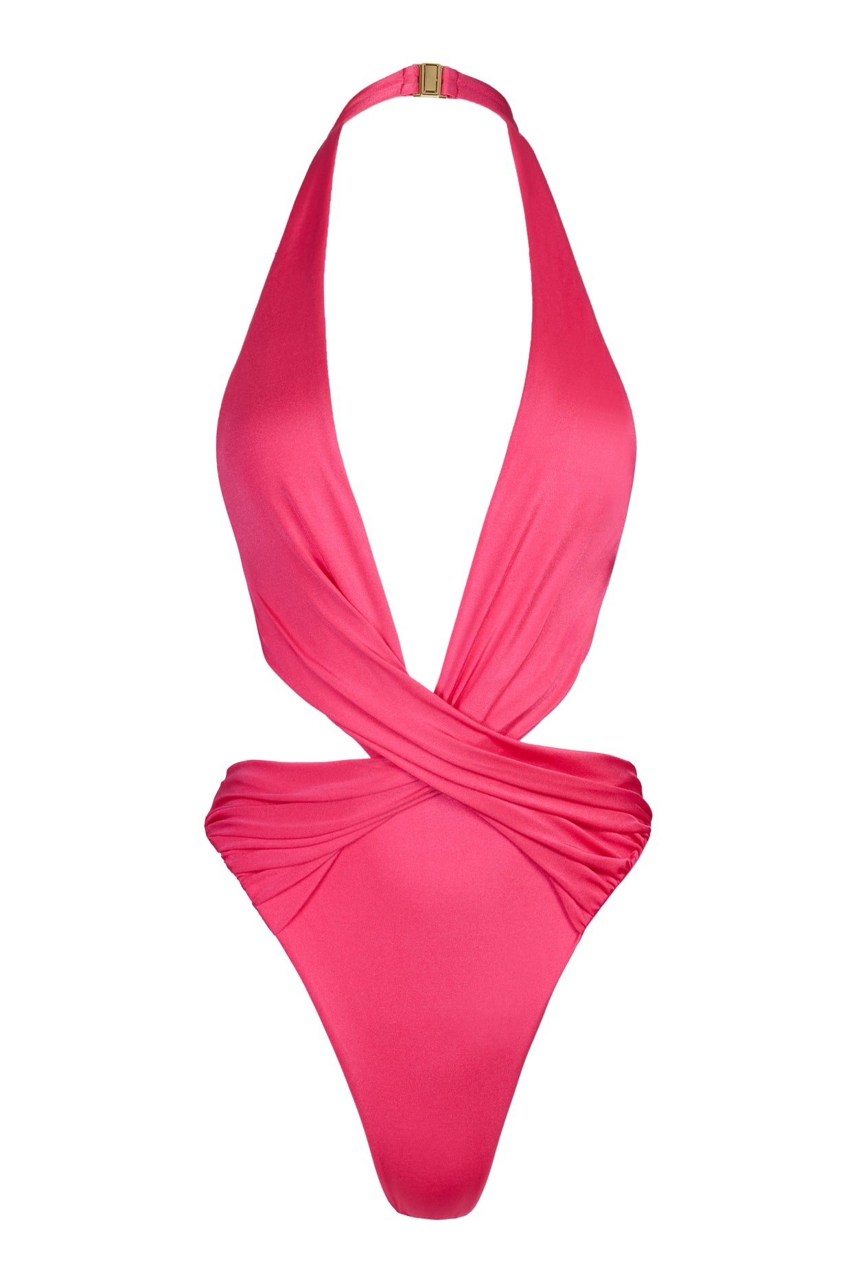 Halterneck Cheeky Swimsuit  in Raspberry - 4