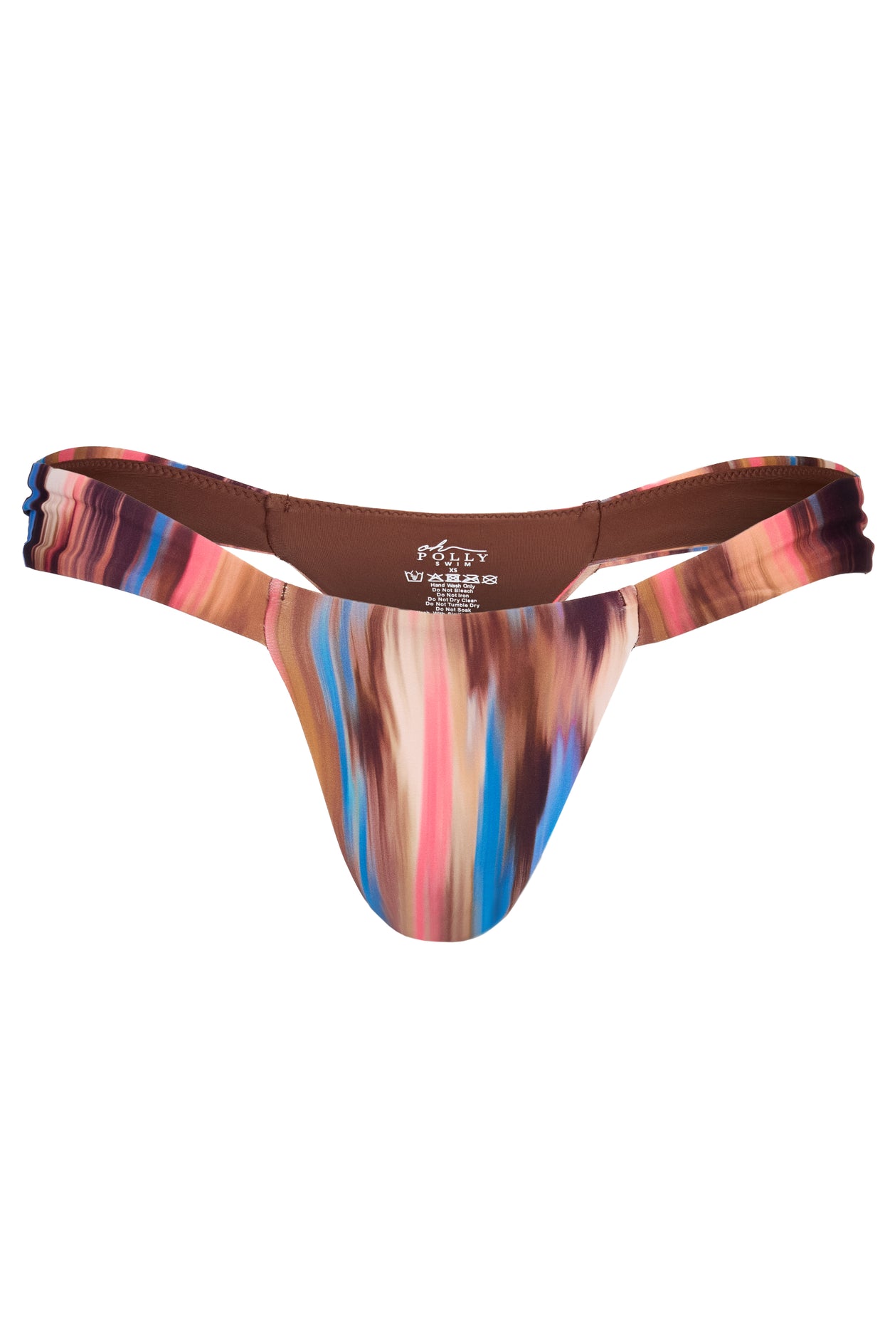 Thong Bikini Bottoms in Abstract Stripe - 3