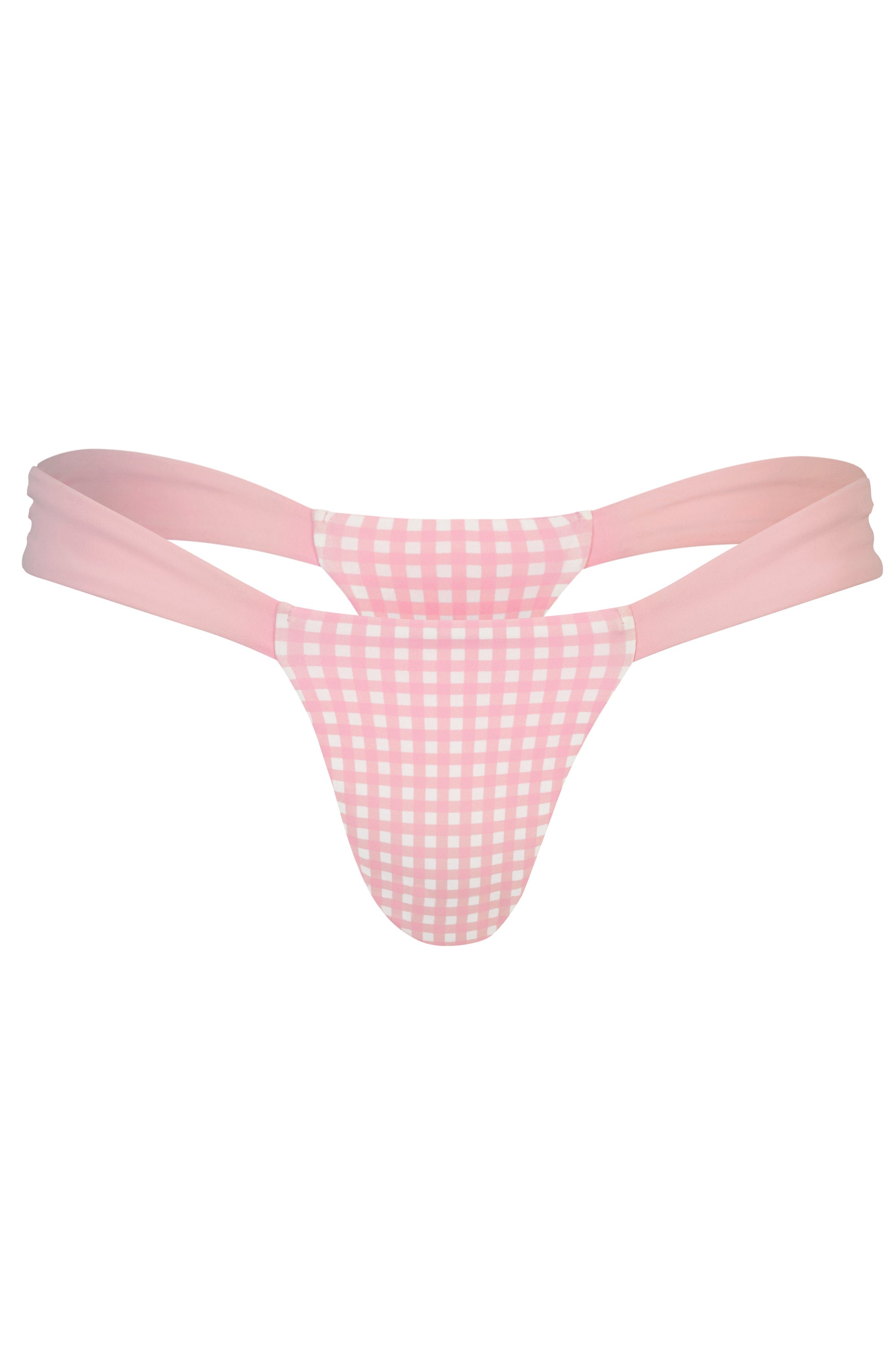 Mele Tanga-Bikinihose mit rosa Gingham-Print | Oh Polly Swim