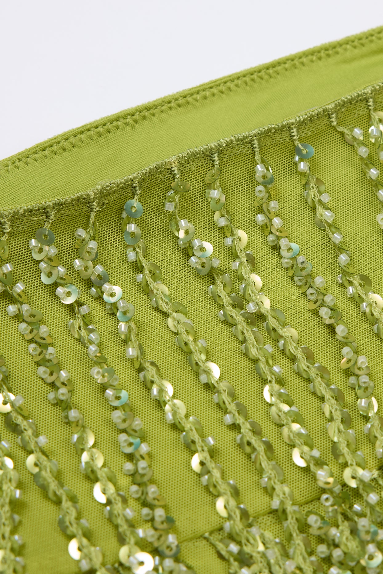 Fringed Low-Rise Mini Skirt in Olive - 6