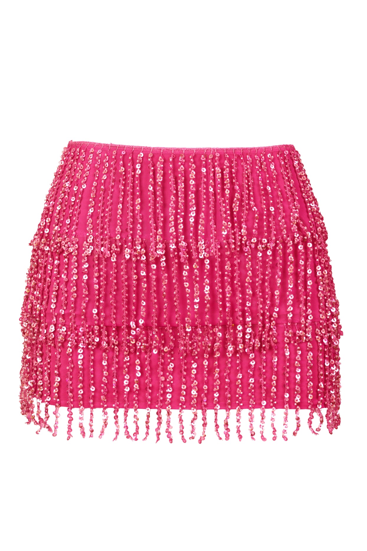 Fringed Low-Rise Mini Skirt in Raspberry - 4