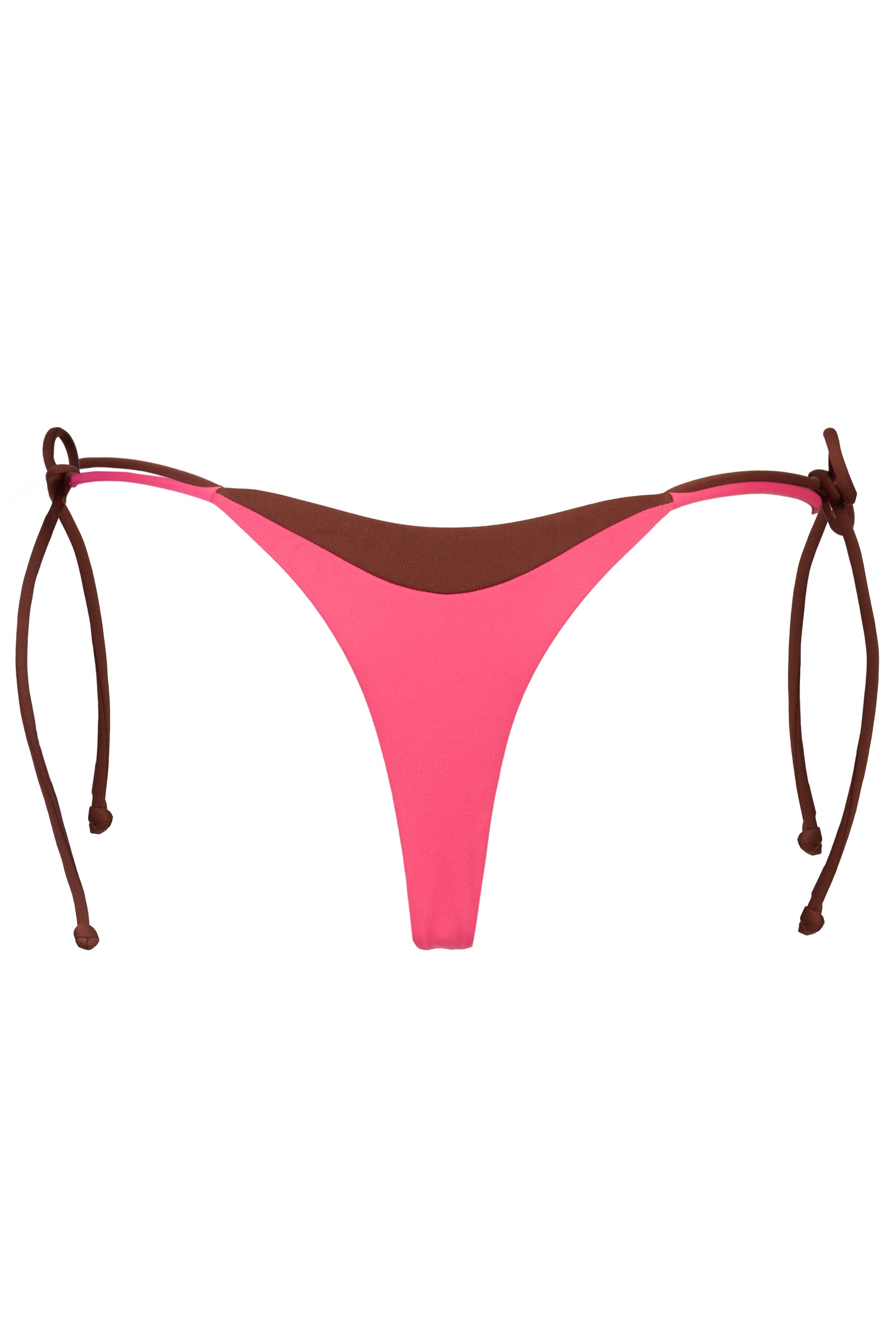 Tie-Side Thong Bikini Bottoms in Pink Contrast - 2