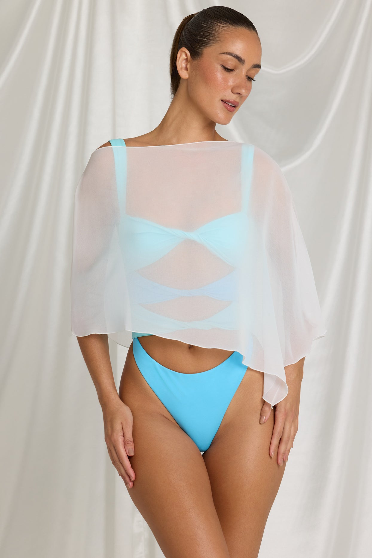 Sheer Poncho in Coconut - 6