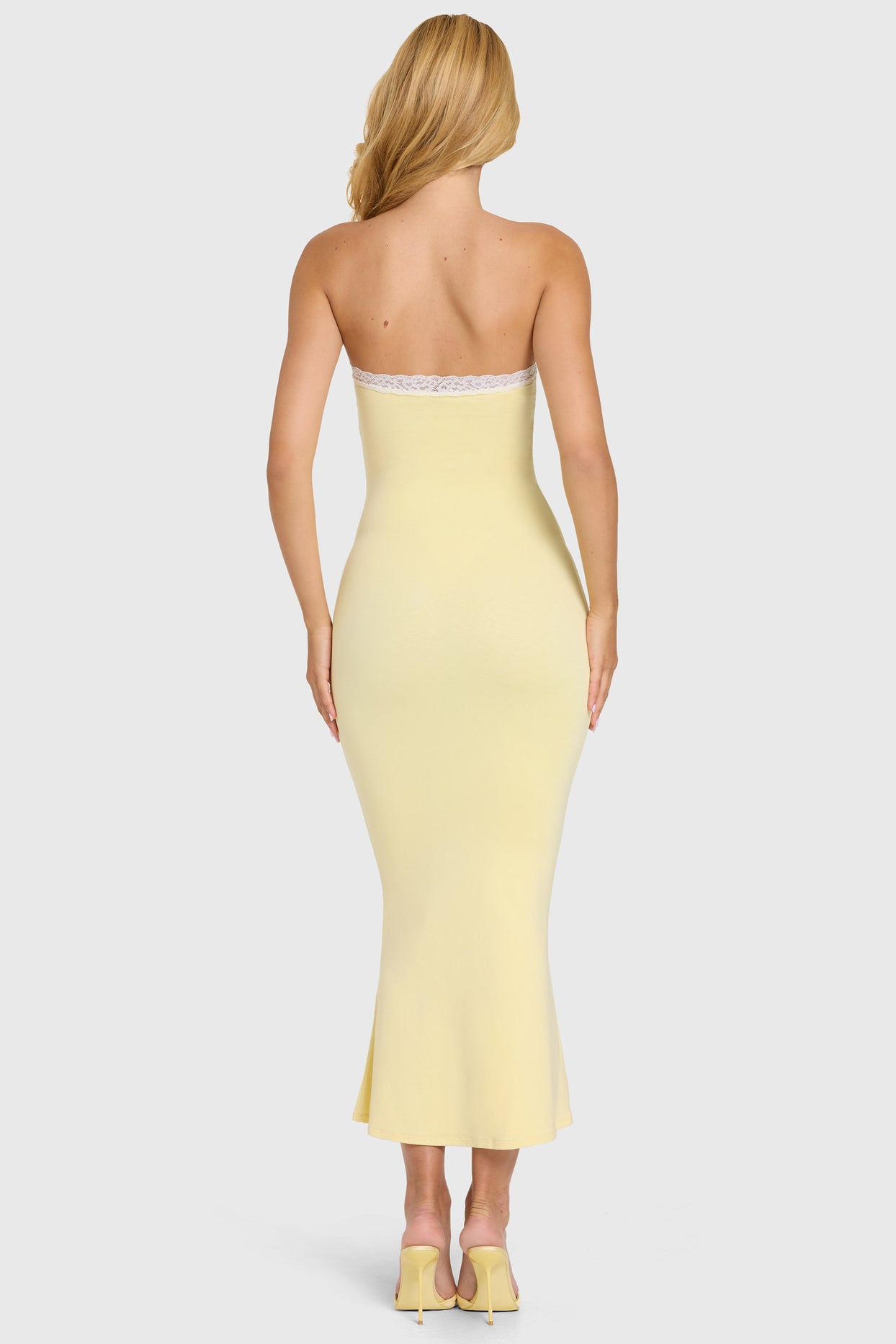 Modal Lace-Trim Midaxi Dress in Butter - 8