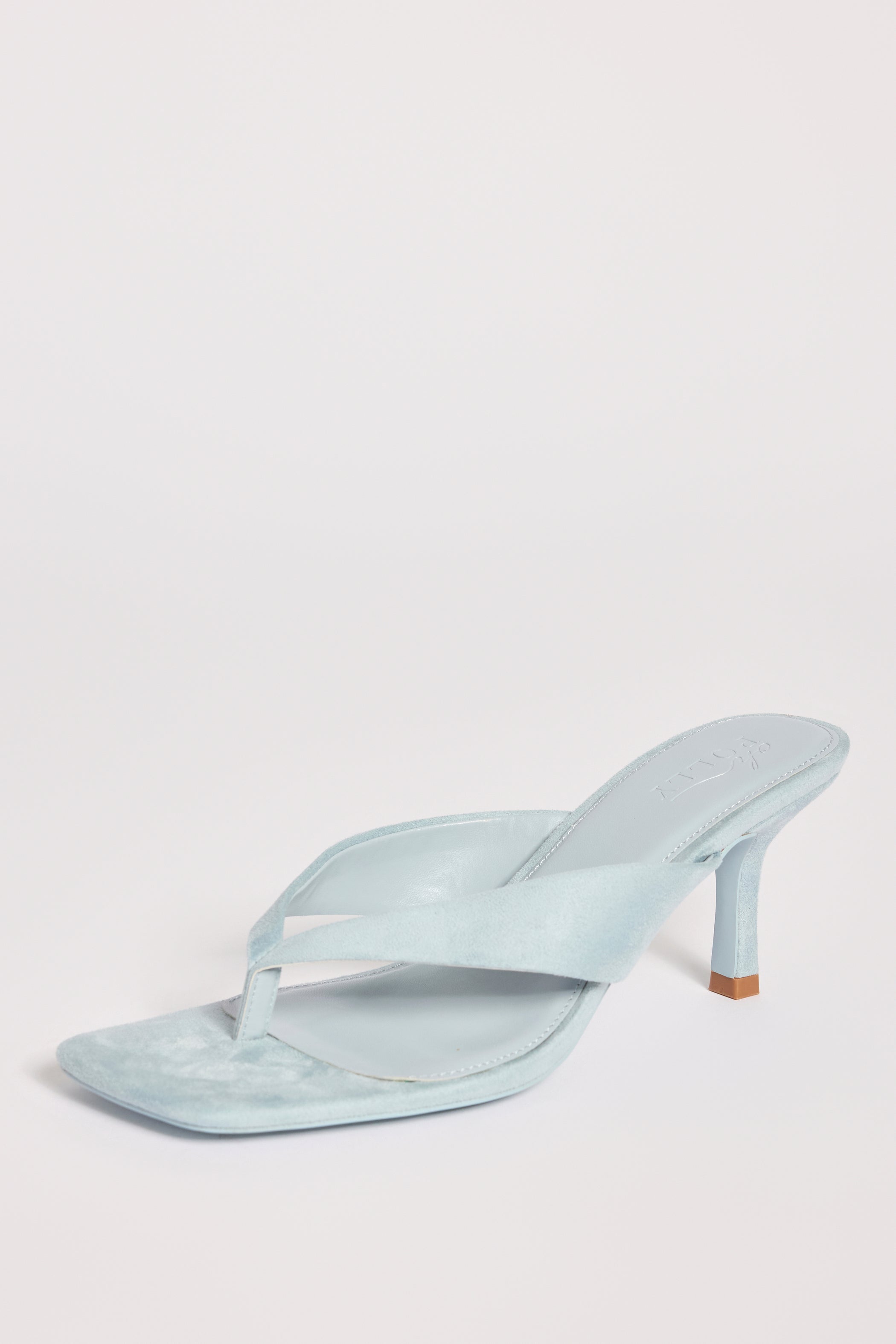 Heeled Thong Sandals  in Arctic Blue