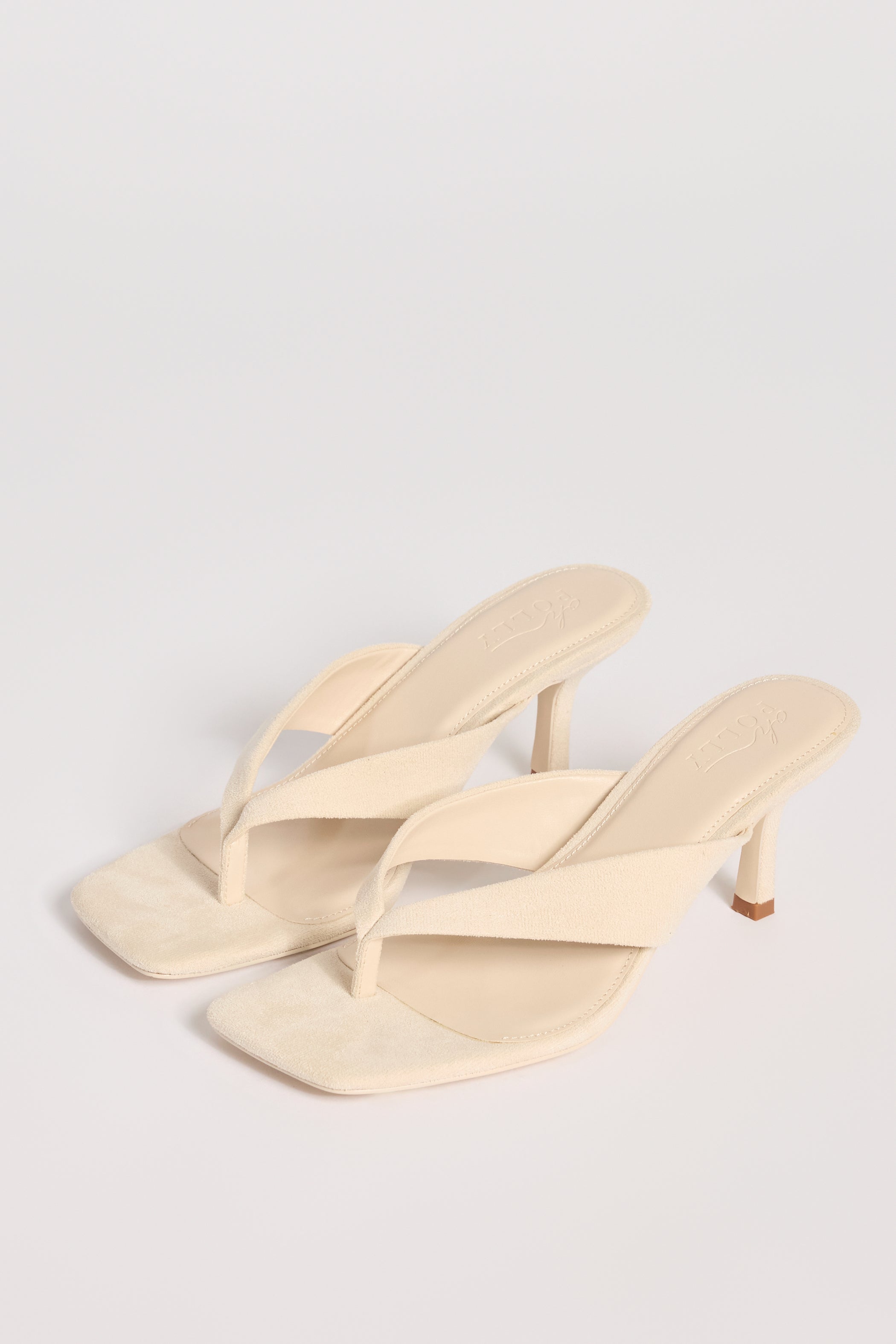 Heeled Thong Sandals  in Oat