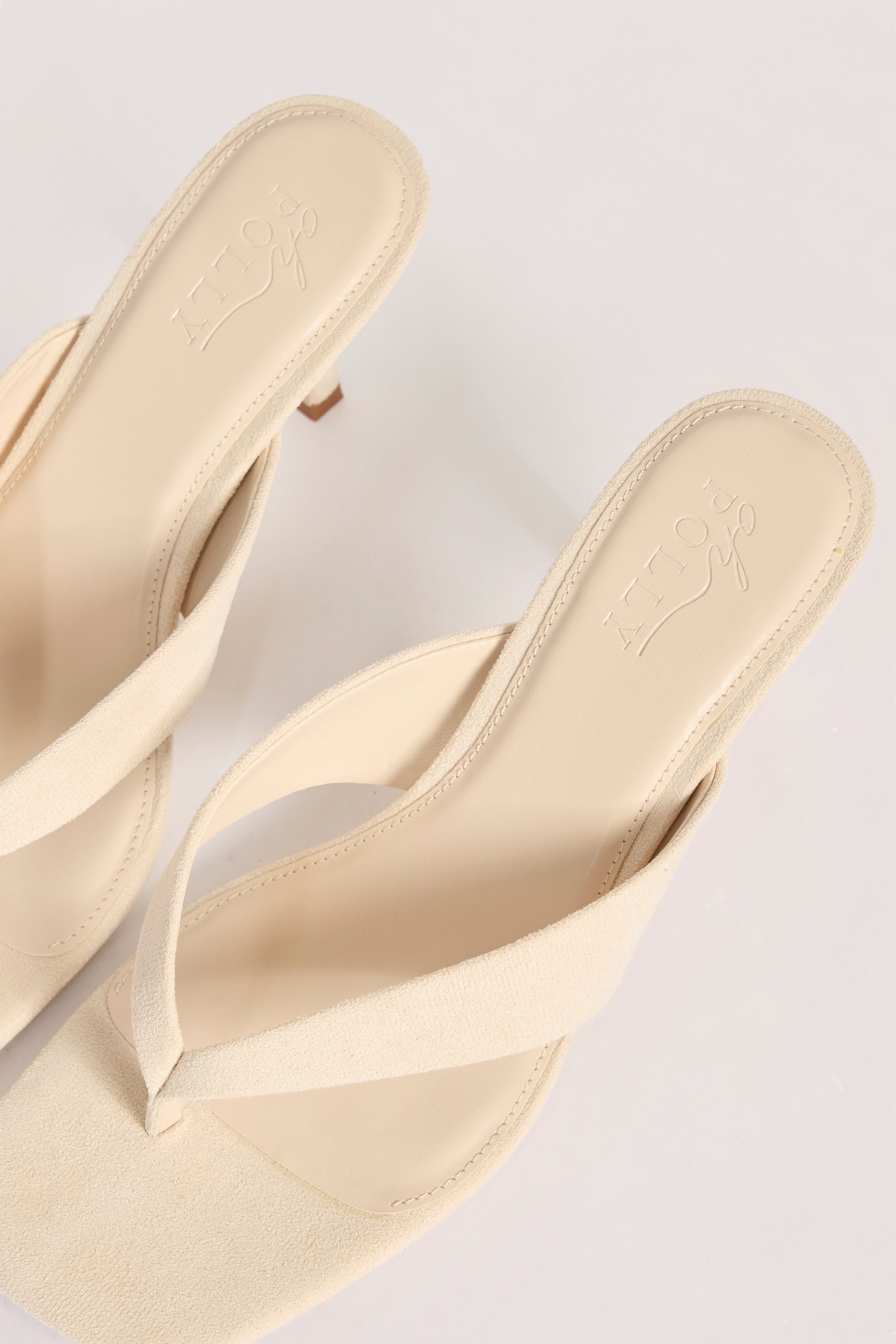 Heeled Thong Sandals  in Oat