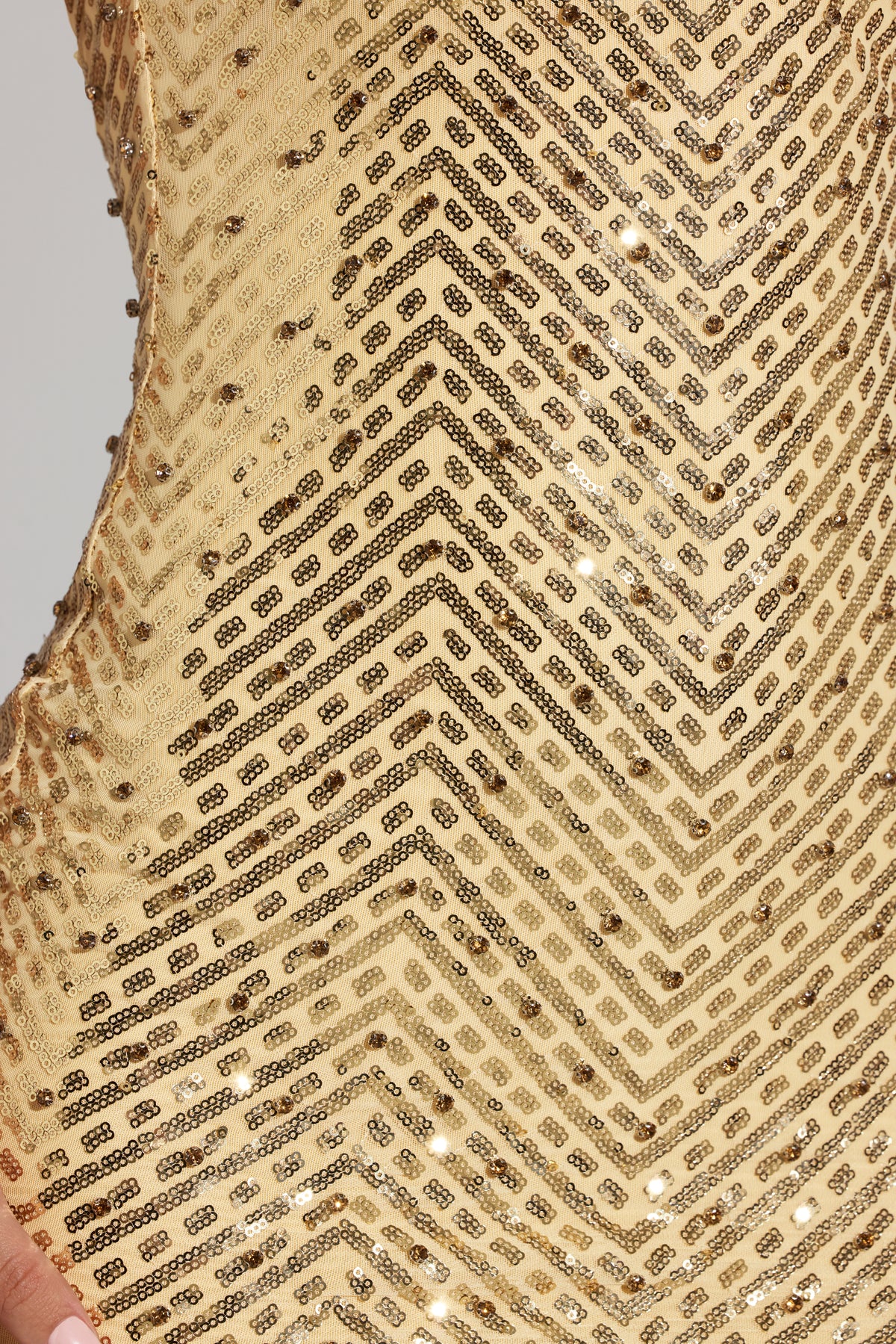 Embellished Scoop-Neck Thigh-Split Maxi Dress in Gold