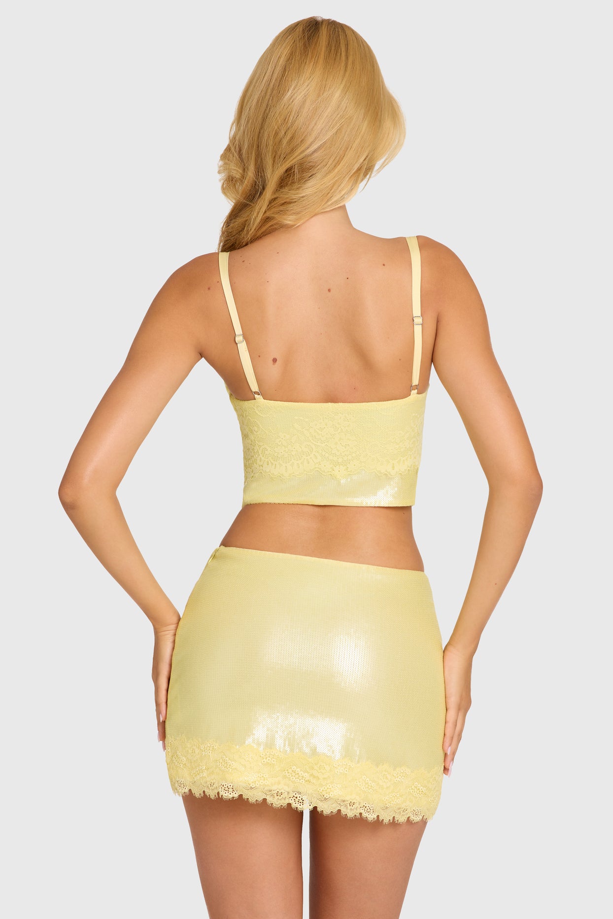 Sequin Lace Bralette Top  in Butter - 4