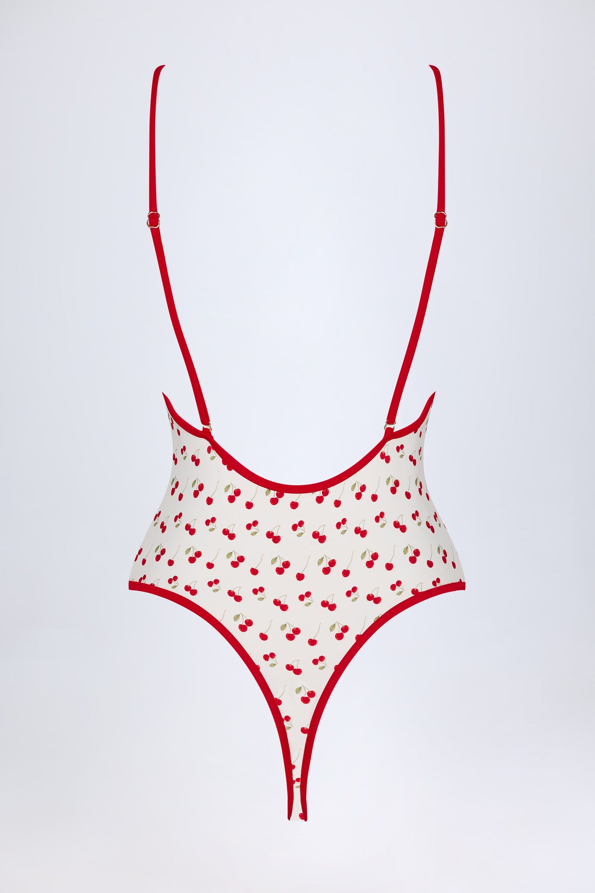 ⁣⁢Badeanzug mit Charm-Detail und Kreuzträgern im Cherry-Print⁤⁣