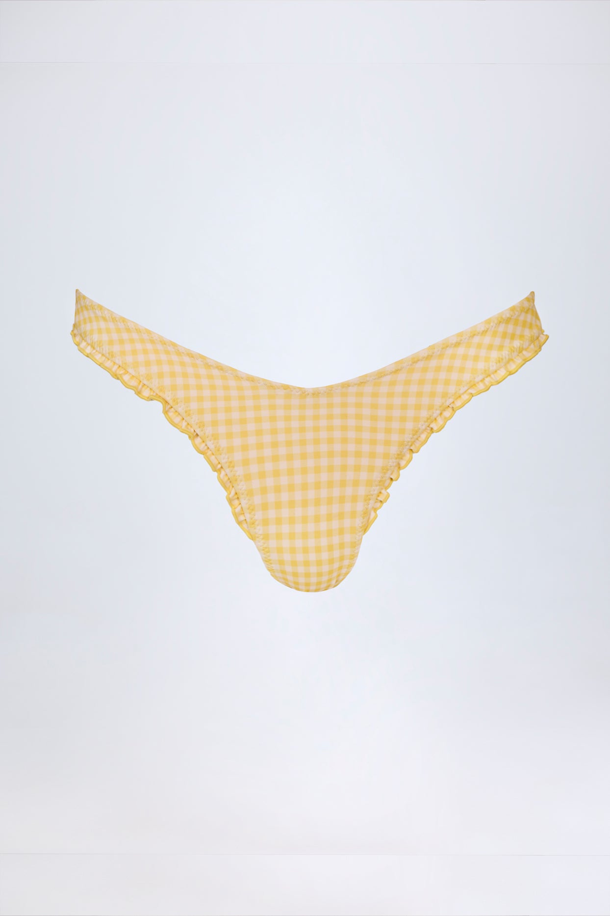 Ruffled Cheeky Bikini Bottoms in Yellow Gingham - 3