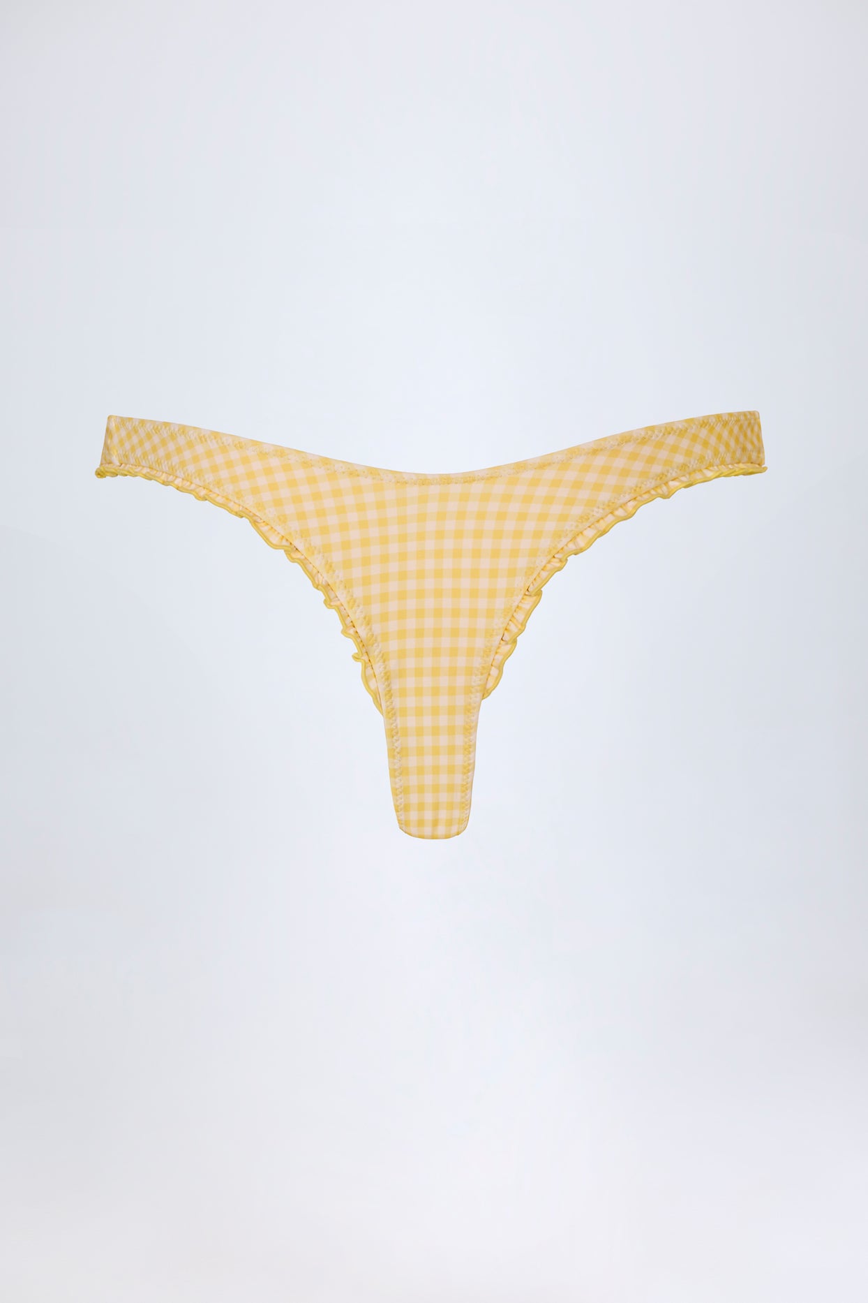 Ruffled Cheeky Bikini Bottoms in Yellow Gingham - 4