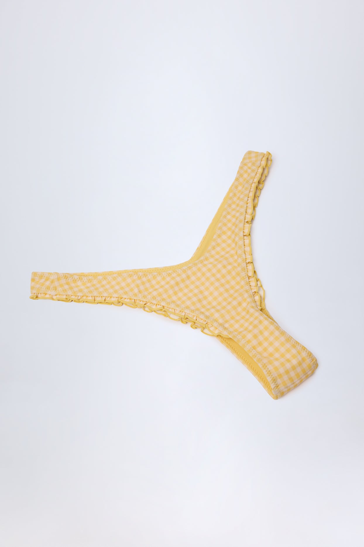 Ruffled Cheeky Bikini Bottoms in Yellow Gingham - 6