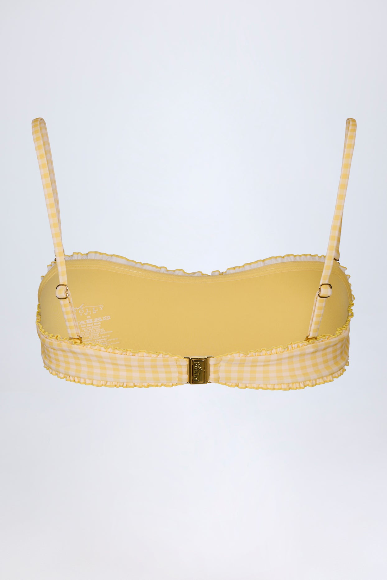 Ruffled Bandeau Bikini Top in Yellow Gingham - 5
