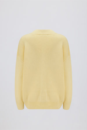 Ribbed Knit Oversized Jumper in Lemon