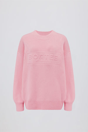 Ribbed Knit Oversized Jumper in Pale Pink