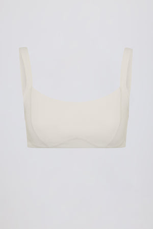 Soft Active Seam-Detail Sports Bra in Cream