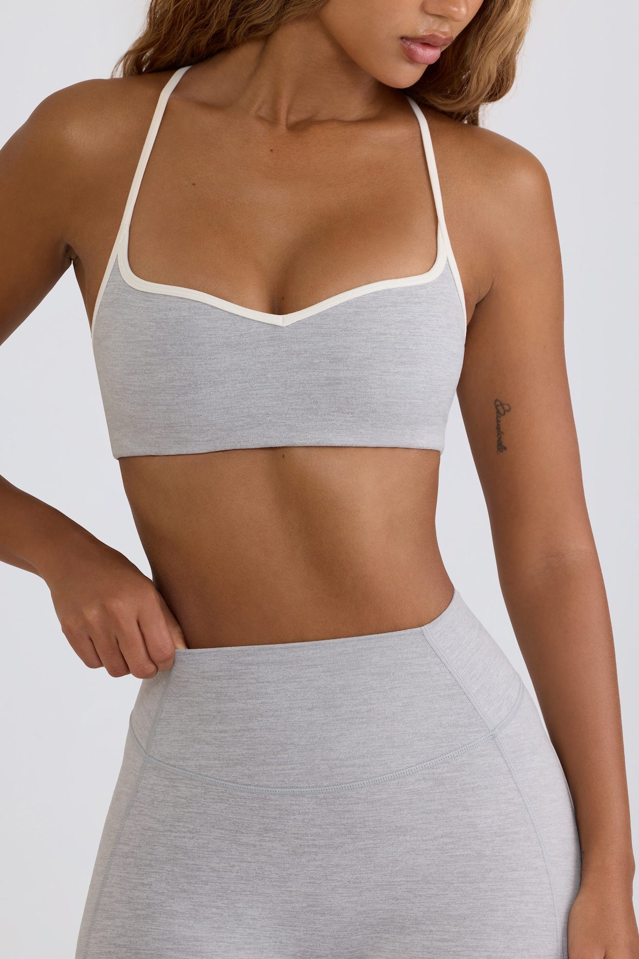 Soft Active Sweetheart-Neck Sports Bra in Grey Marl - 5