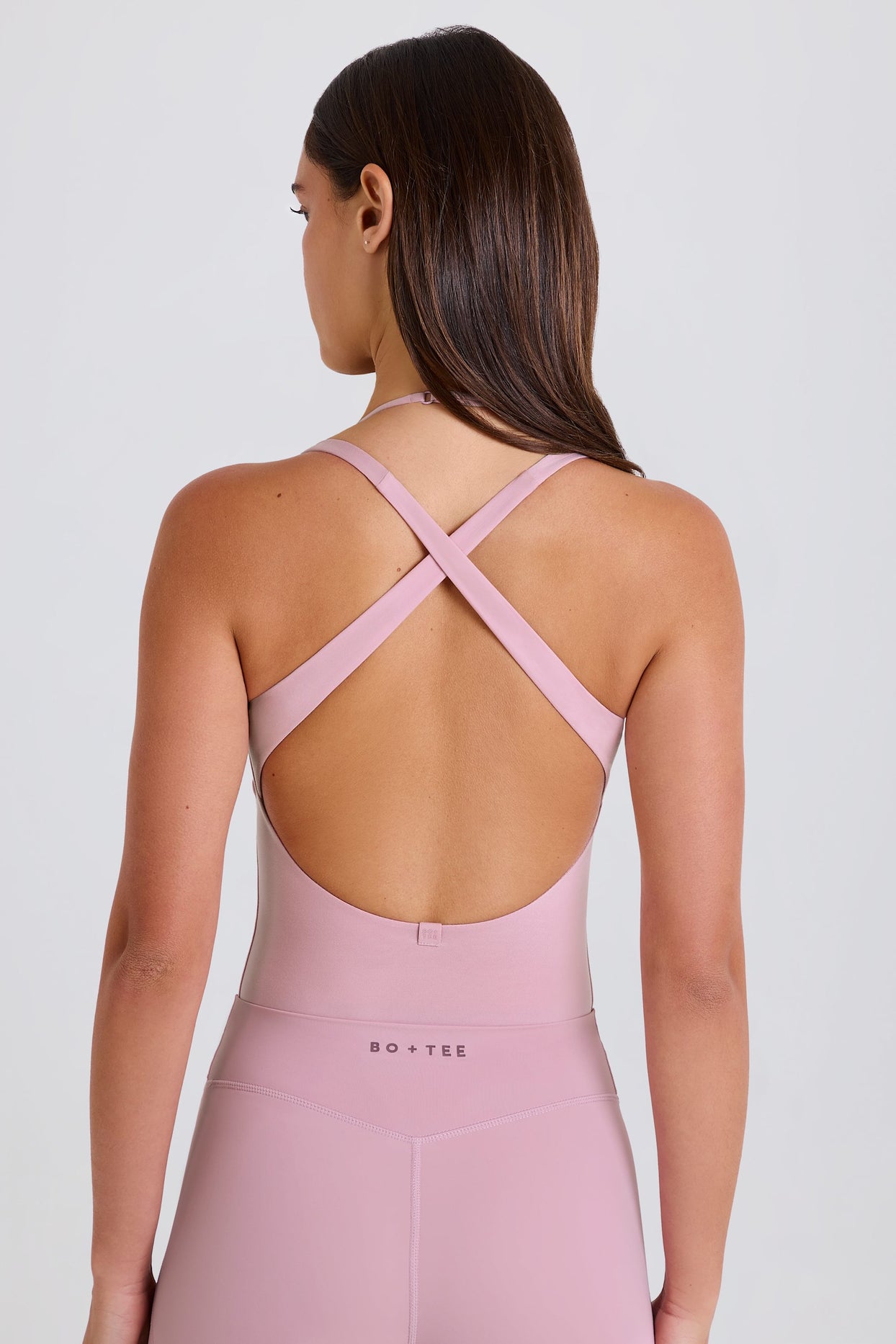 Stretch Cotton Jersey Layered Crossback Bodysuit in Mauve - 4
