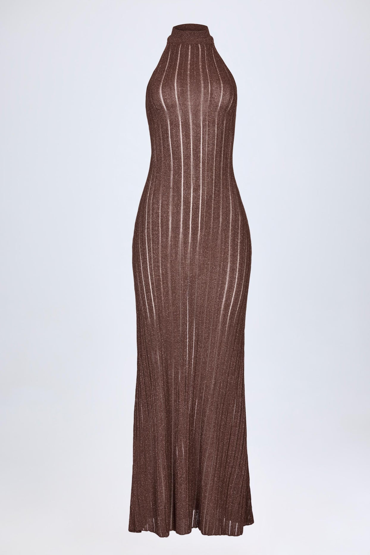 Backless Halterneck Maxi Dress in Bronze - 4