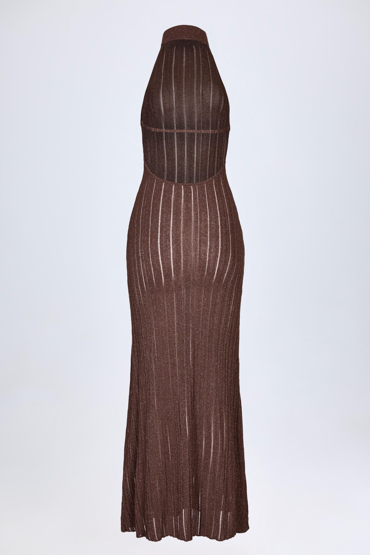 Backless Halterneck Maxi Dress in Bronze - 5