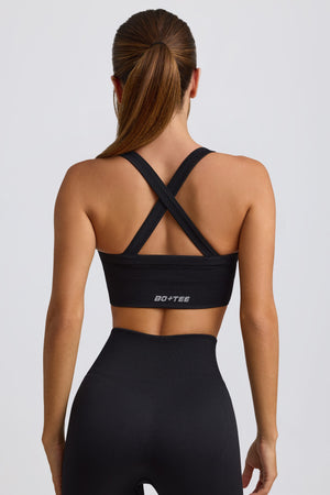 Super Sculpt Seamless Crossback Sports Bra in Black