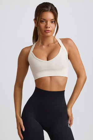 Super Sculpt Seamless Cross-Back Sports Bra in White