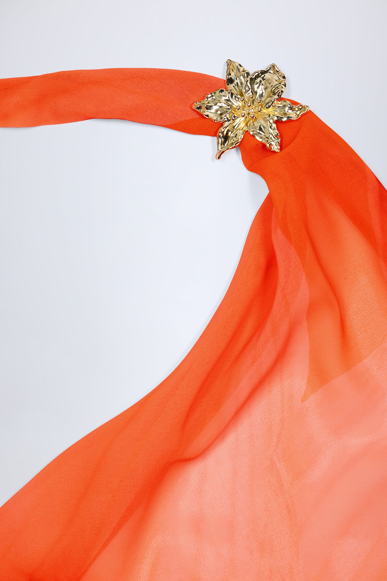 Cowl-Neck Hardware-Detail Maxi Dress in Orange Orchid Print - 5