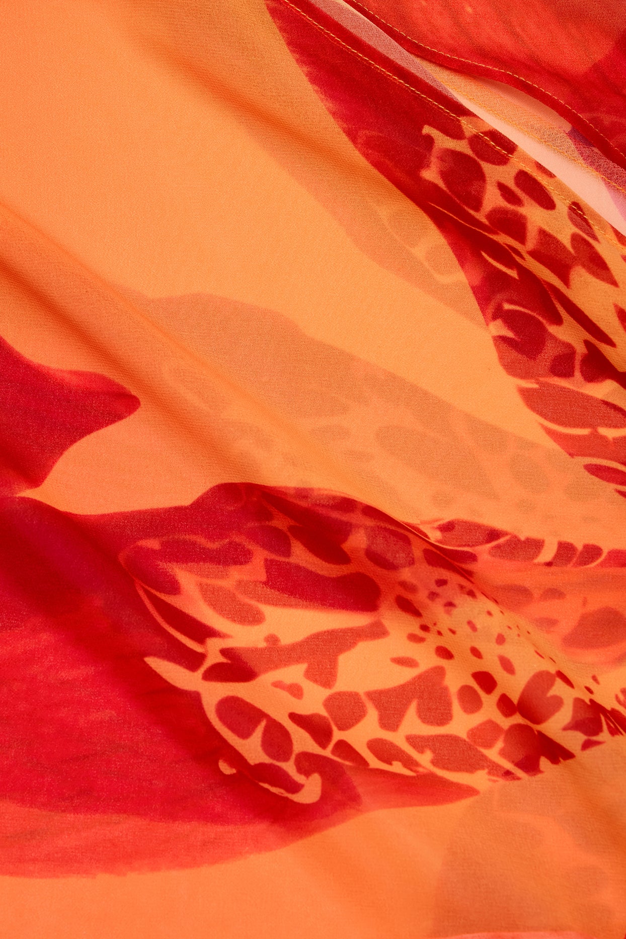 Cowl-Neck Hardware-Detail Maxi Dress in Orange Orchid Print - 6