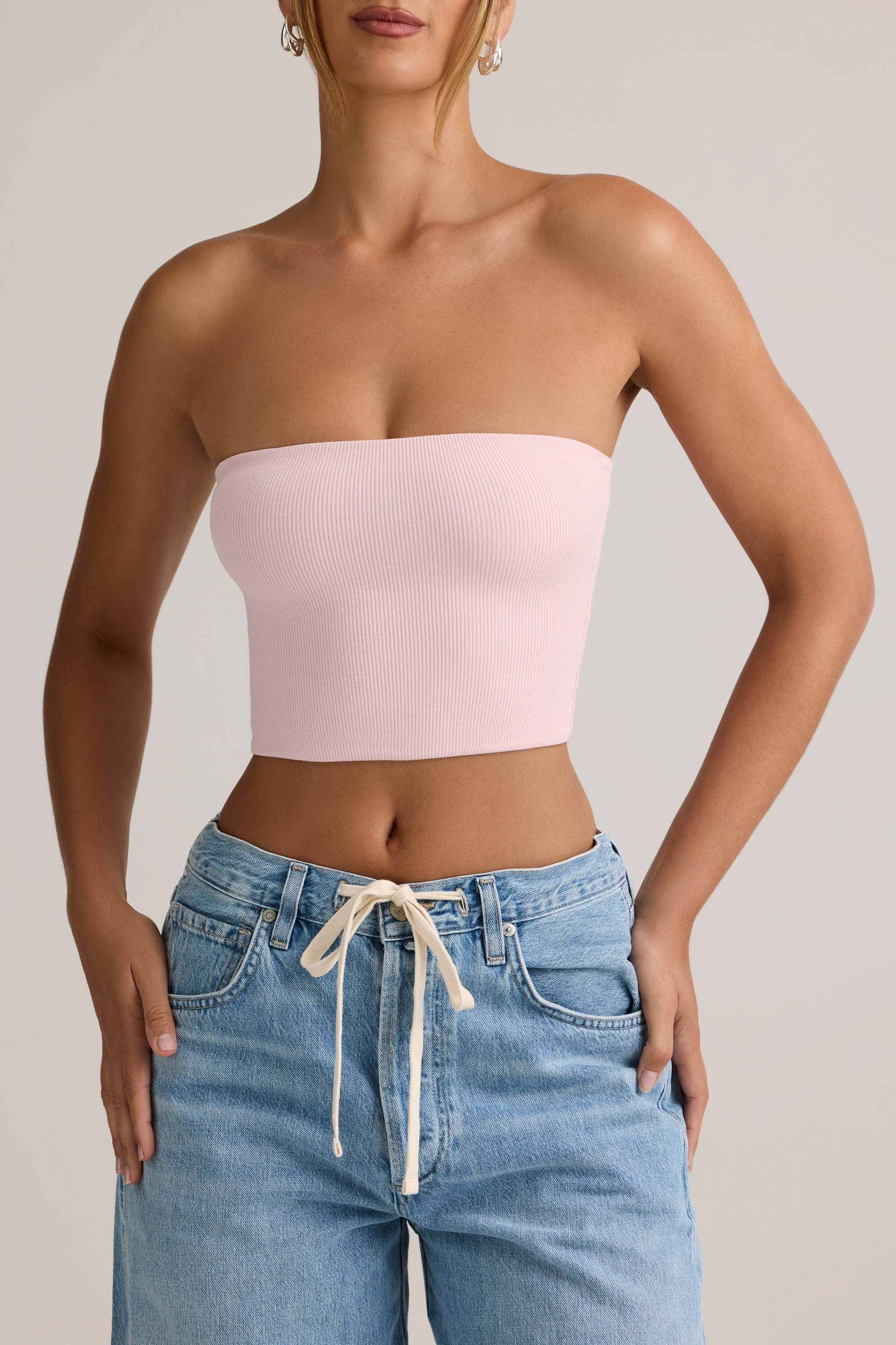 Modal Strapless Crop Top in Candyfloss Pink