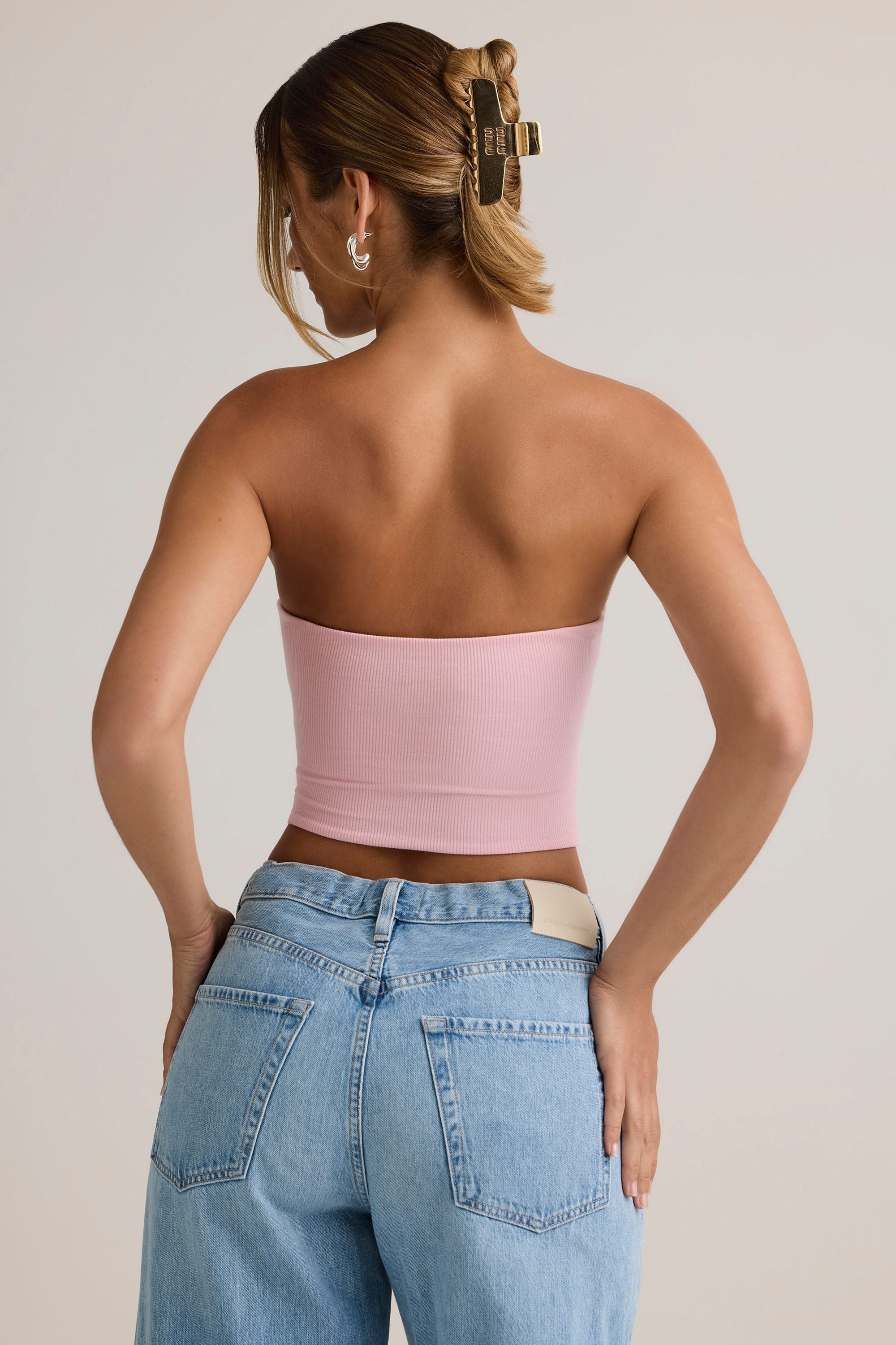 Modal Strapless Crop Top in Candyfloss Pink
