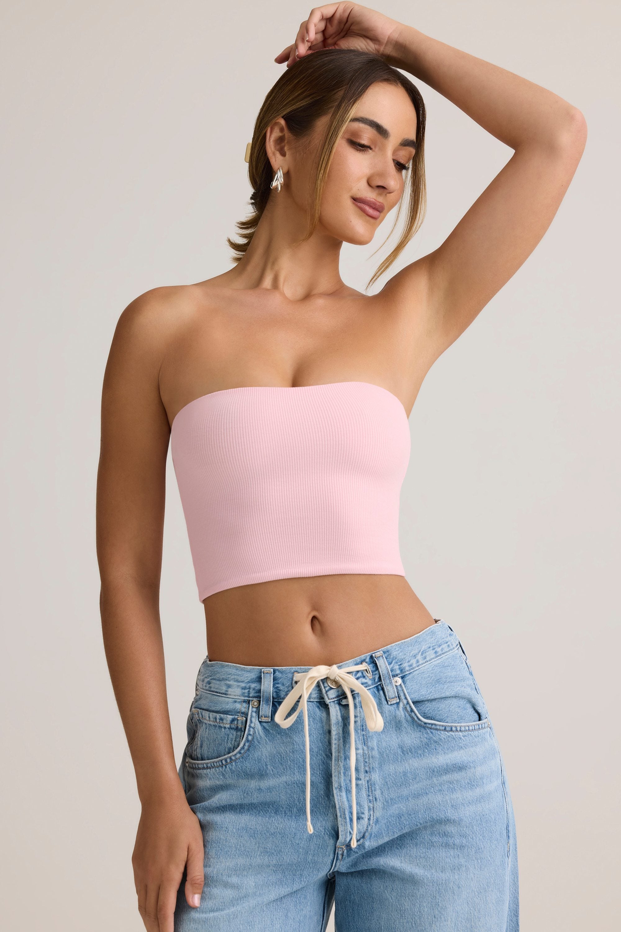 Modal Strapless Crop Top in Candyfloss Pink
