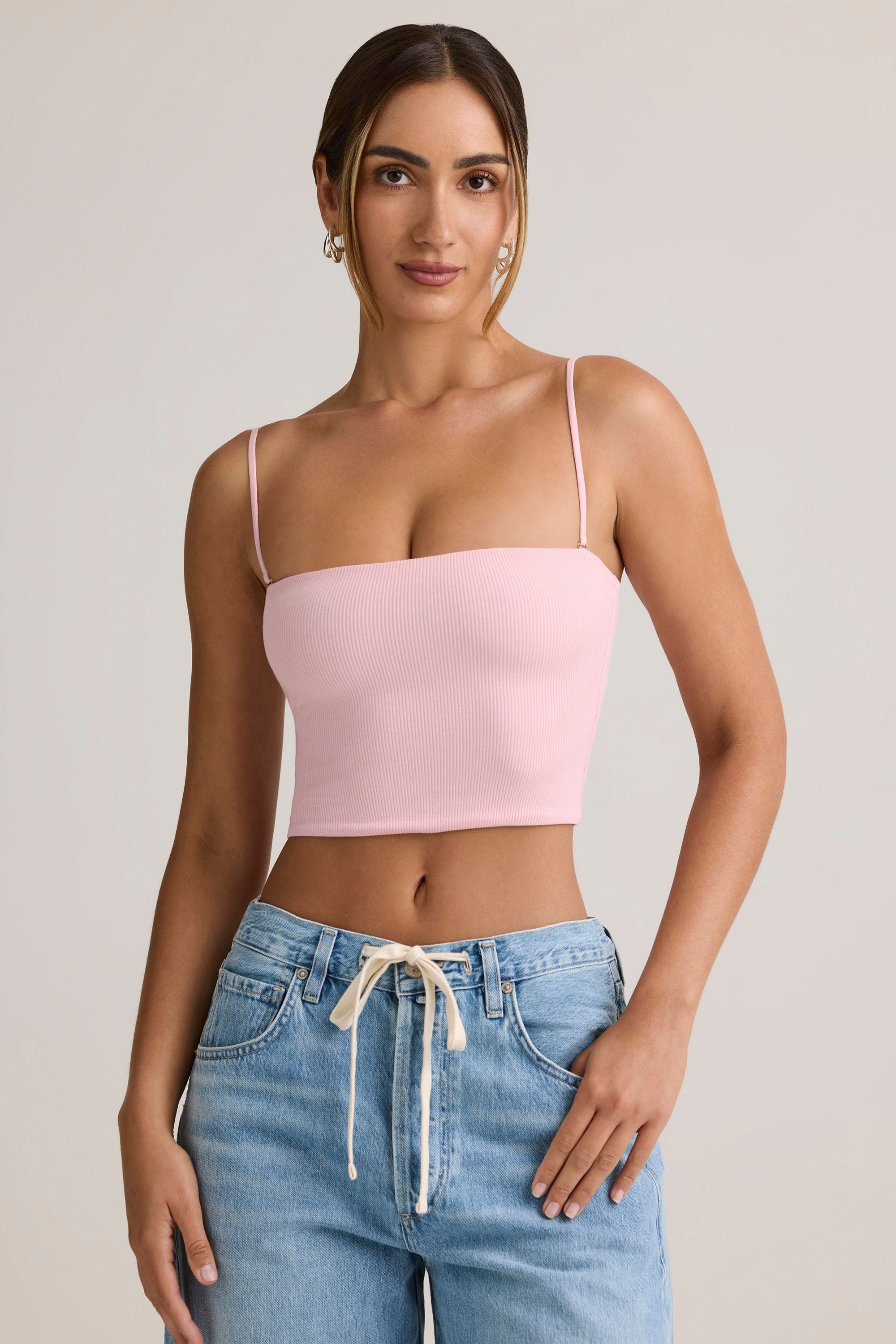 Modal Strapless Crop Top in Candyfloss Pink