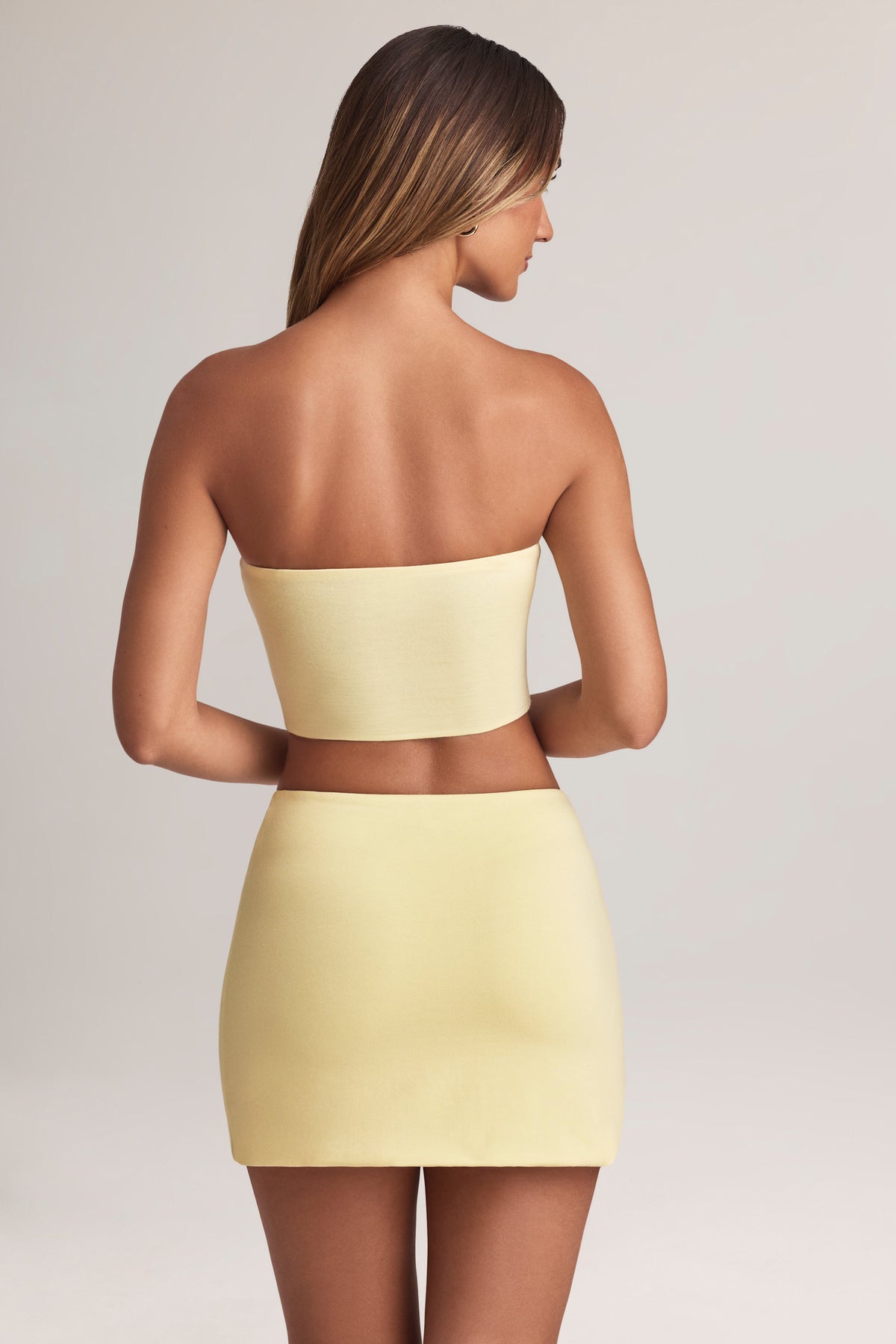 Modal Strapless Crop Top in Lemon - 2