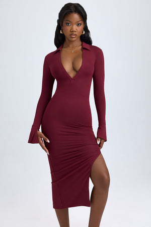 sam edelman clarence long-sleeve v-neck midi dress Sam Edelman Clarence Long-Sleeve V-Neck Midi Dress