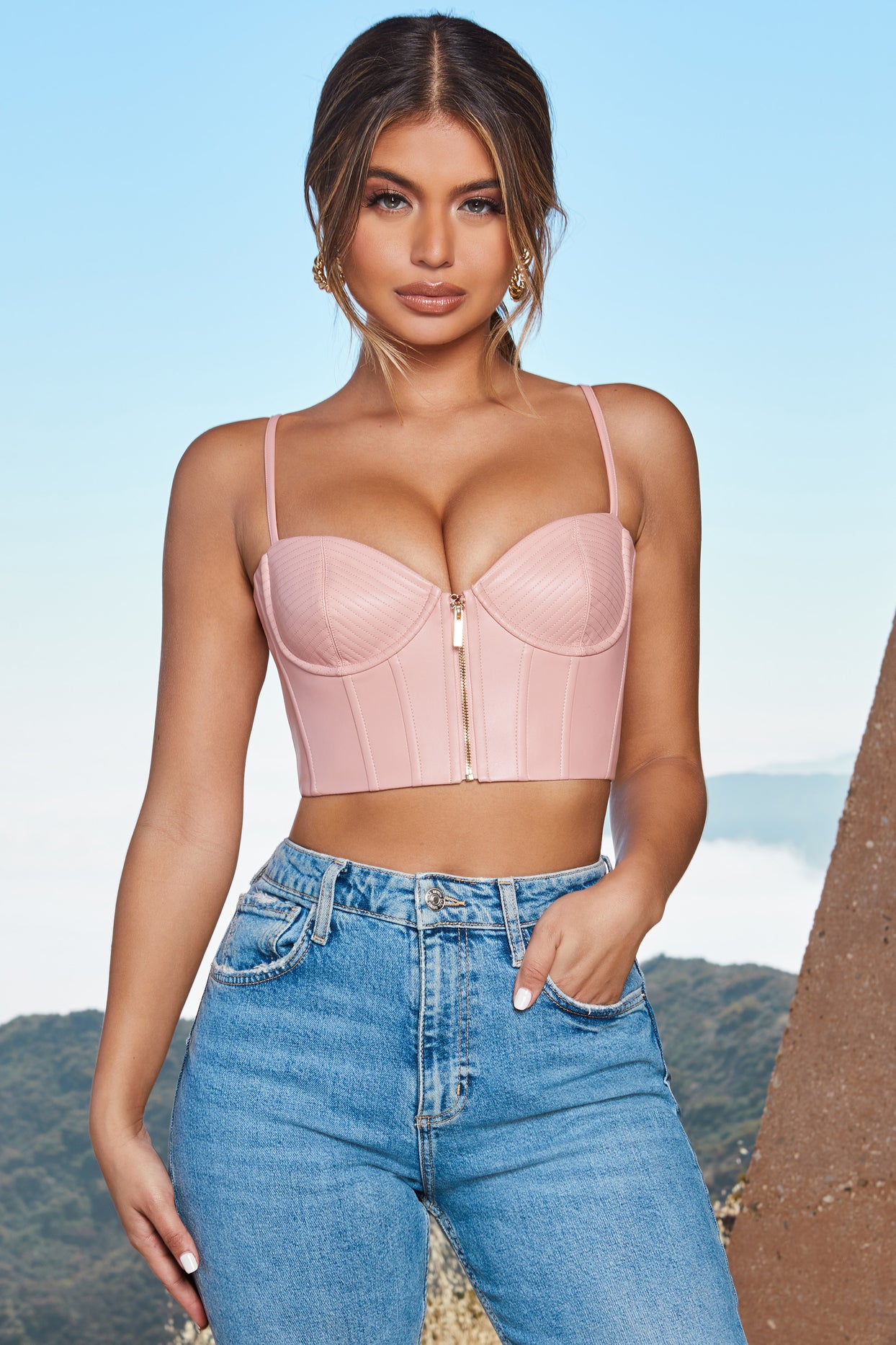 Zip Into Shape Faux Leather Underwired Bustier Crop Top