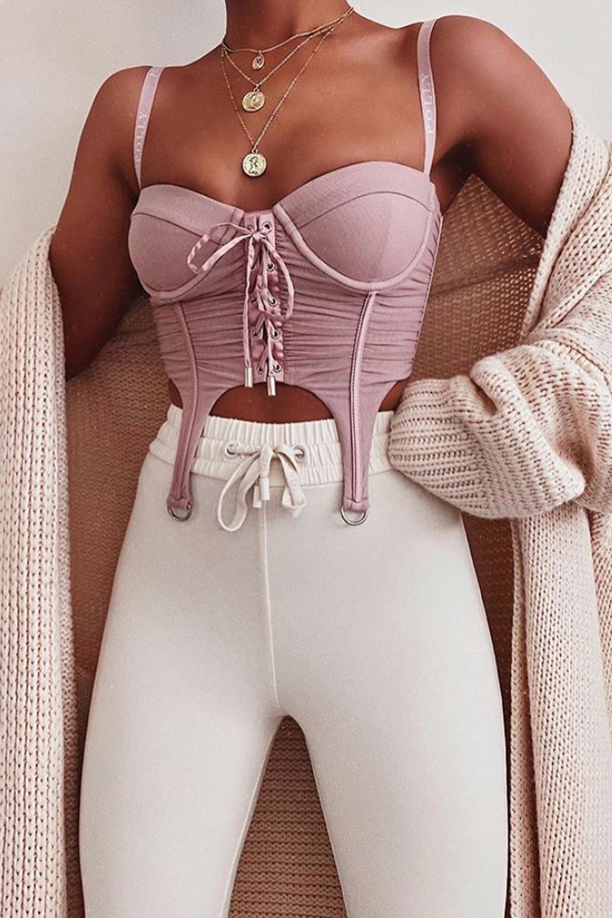Be Mine Underwired Corset Crop Top in Mauve