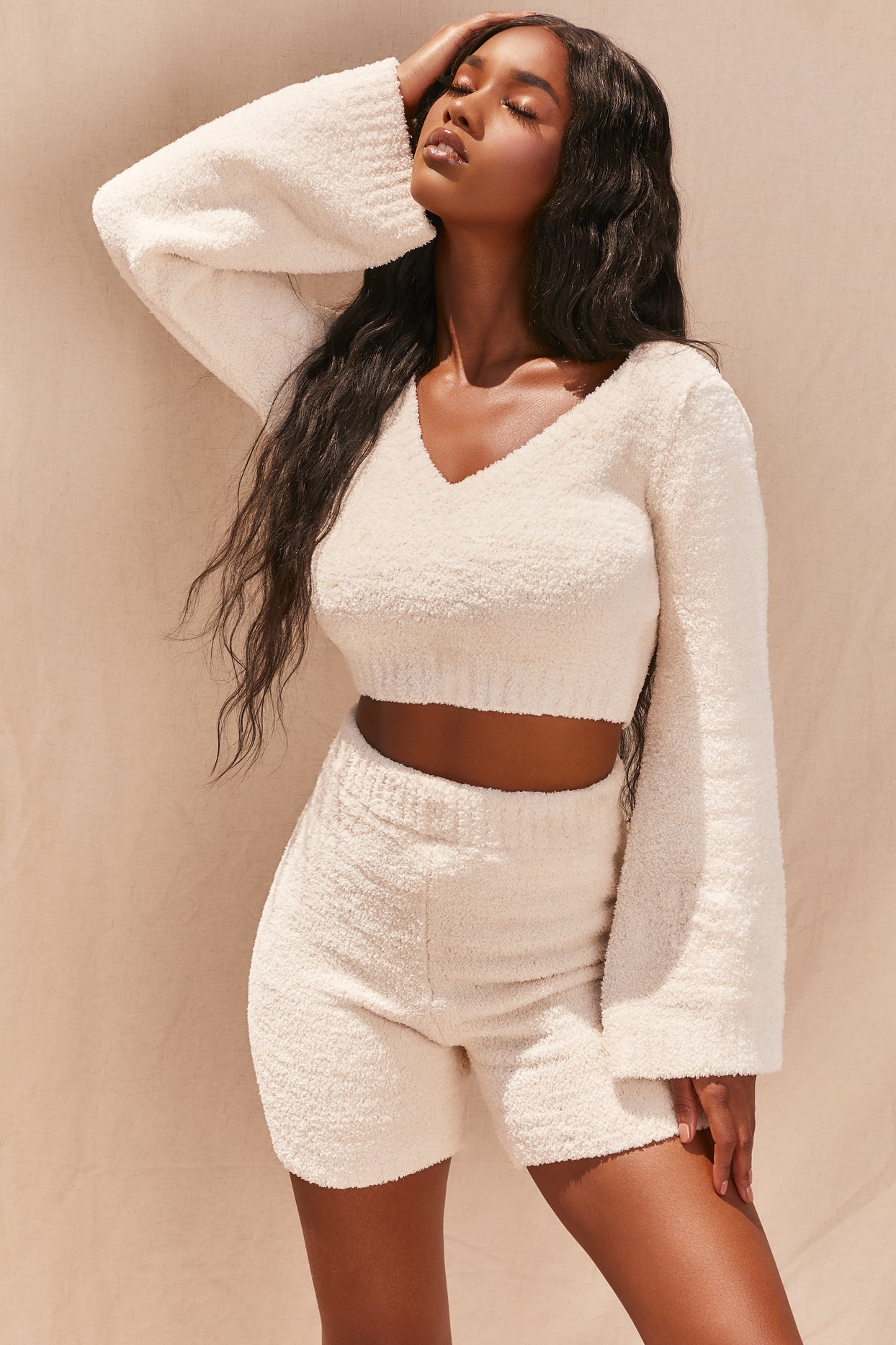 Wide Sleeve Cosy Lounge Top in Ivory