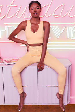 We Chillin' Petite High Waisted Leggings in Peach