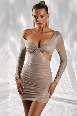 Cut Out Mini Dress in Taupe