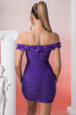 Sukienka mini z falbankami w kolorze fioletowym