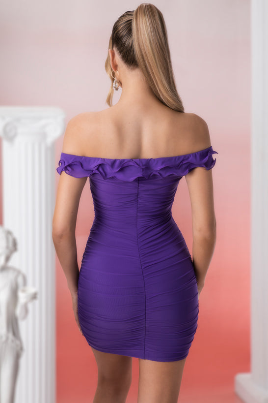Ruffle Detail Mini Dress in Violet