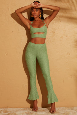 Lace Up Back Trousers in Green