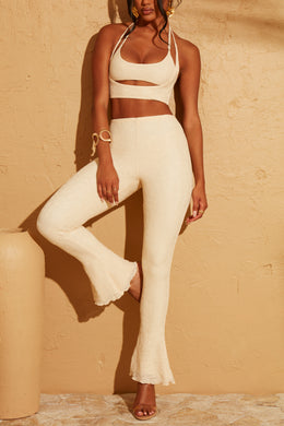 Lace Up Back Trousers in Cream