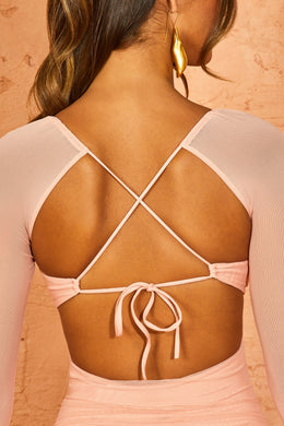 back close up view of Strappy Mini Dress in Blush