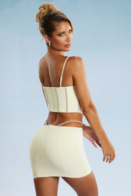 Embellished Corset Crop Top in Ivory